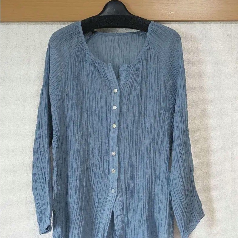 Elegant Blue Button-Up Women's Top